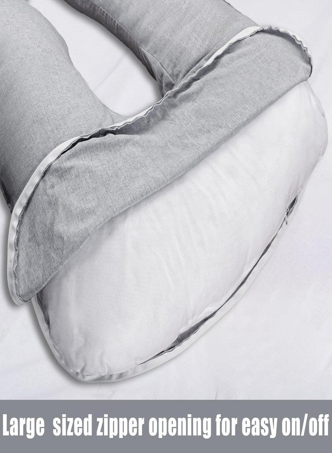 TANOFAR Pregnancy Pillow Cover J Shaped(ONLY Pillowcase), Super Soft Pillowcase Replacement Cover for Maternity Pillow, with Large Sized Zipper, Fits 55/58 Inch Pregnant Pillow, Grey - Image 5